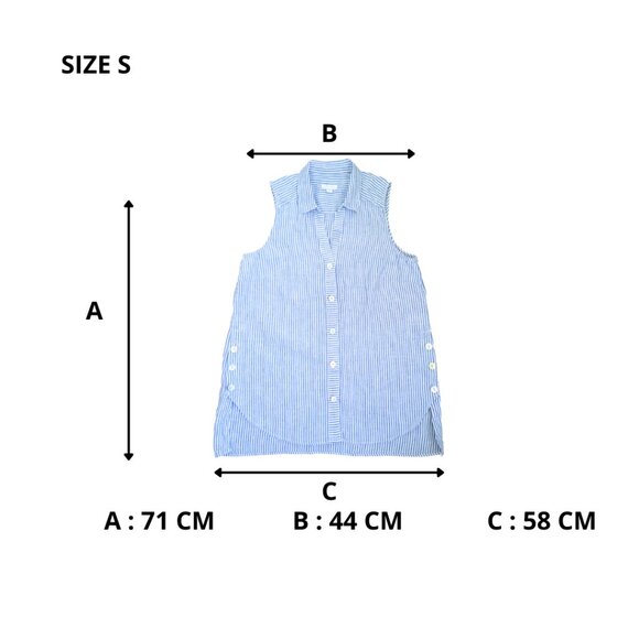 J.Jill Love Linen Blue Striped Sleeveless Button-Front Tunic Top – Size S - Picture 9 of 9